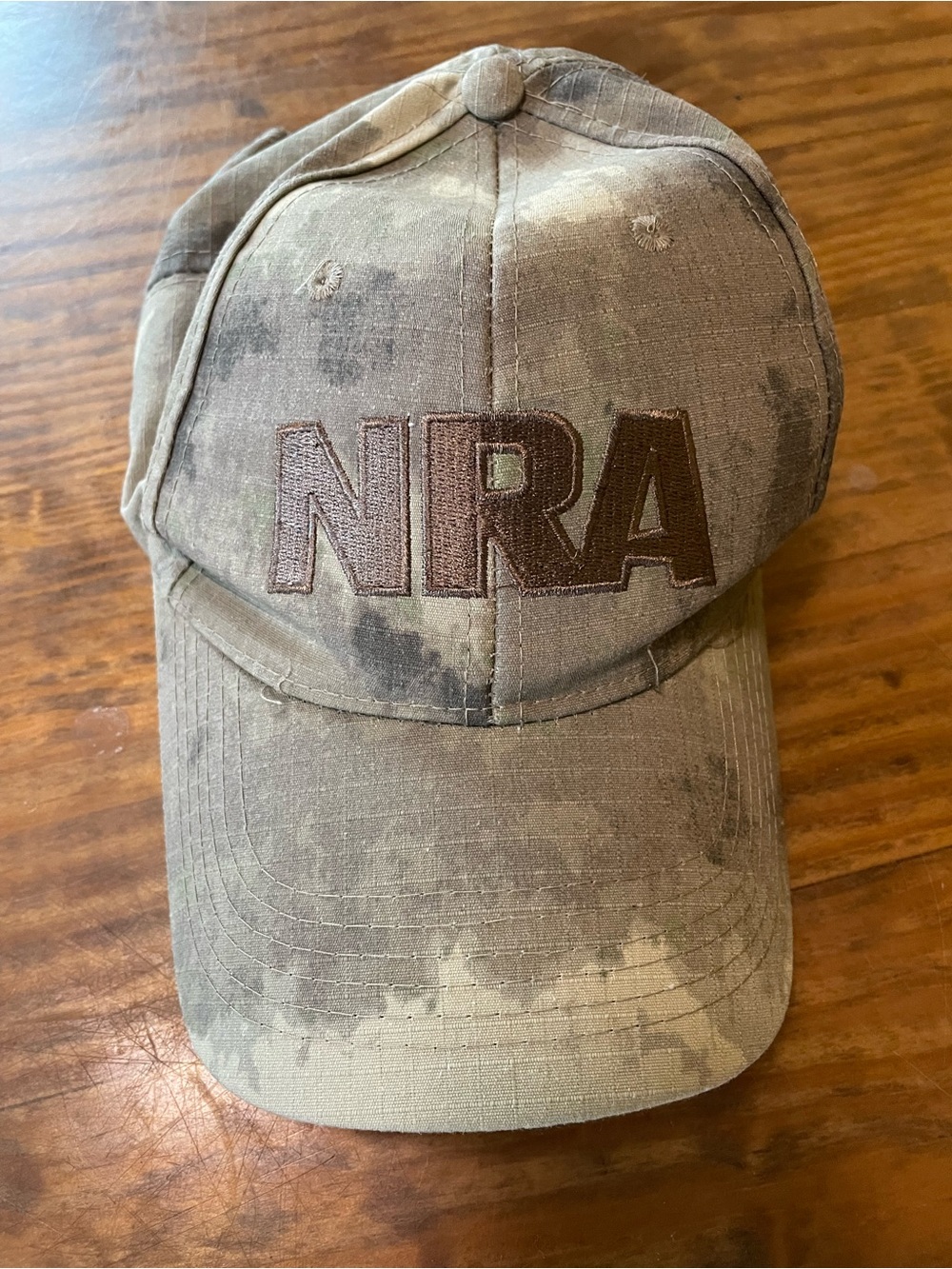 NRA Embroidered Camo Cap - Adjustable Adult OS- Brown/Olive casual